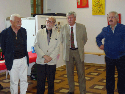 De Seneca a Drecha : Gilbert MARY vici-President dau CG06, Paul SILICI Cònsol de Saorge, JP BAQUIE president IEO-06, Maurici CASCIANI Cònsol-Ajonch d'en Bergier